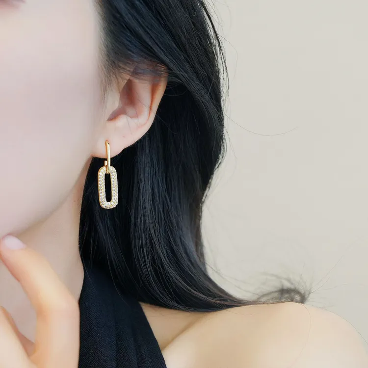 铜合金耳饰 高定版本重工法式镂空椭圆耳环高级气质2025新款耳钉