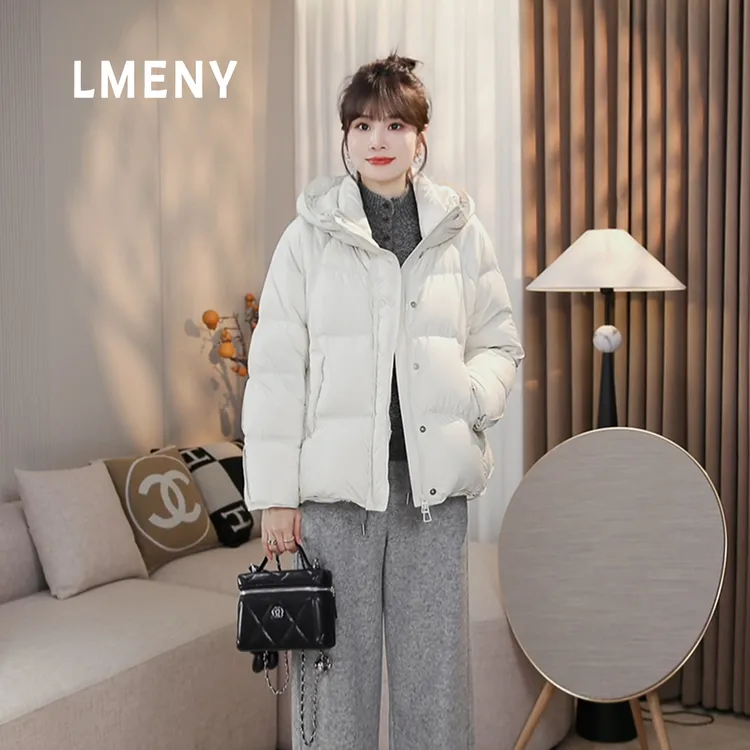 LMENY“舒芙蕾羽绒”连帽羽绒服女25冬新款保暖双排扣外套25DY016