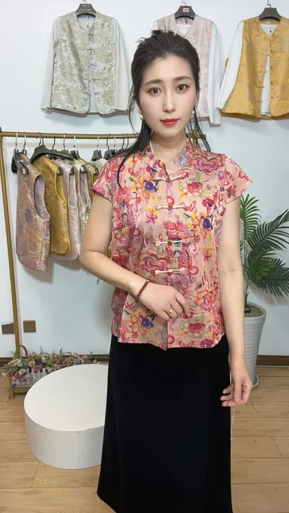 夏季双鱼花盘扣上衣外套