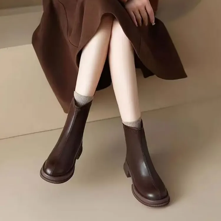 秋上新马丁靴女2025单靴爆款英伦风厚底炸街小短靴切尔西瘦瘦靴
