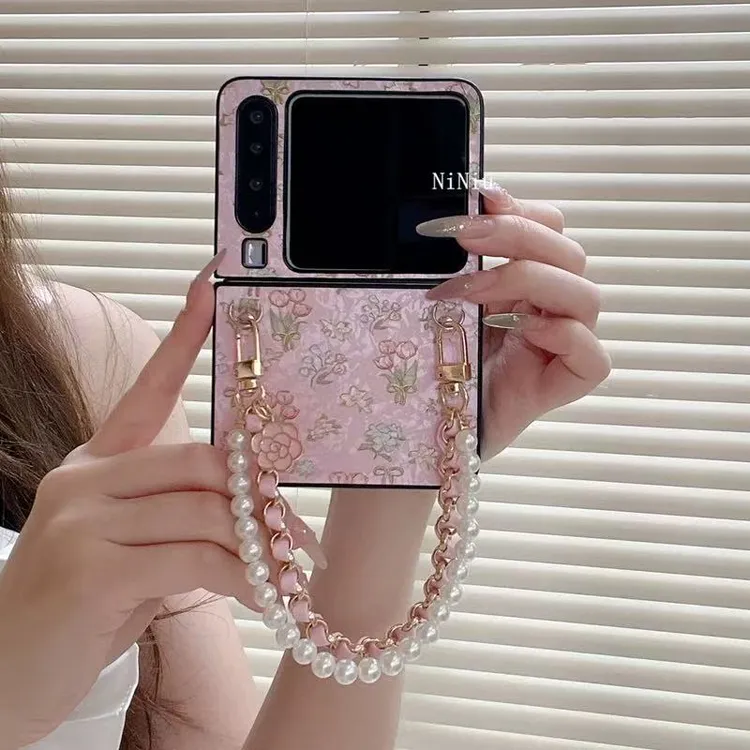 日韩粉底小碎花适用华为purax折叠手机壳荣耀Magic V Flip2手提链