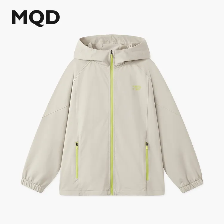 MQD男童25秋新款户外工装登山服儿童撞色拼接连帽外套9653W0848