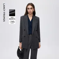 朗姿纯羊毛翻领西装式呢大衣商务通勤呢子外套2025年冬季新款