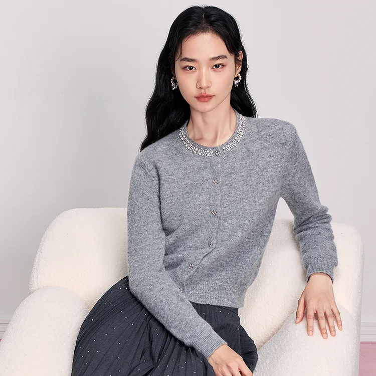 【舒软小香风】针织开衫毛衣外套含羊驼毛DOUBLOVE贝爱25冬季新款