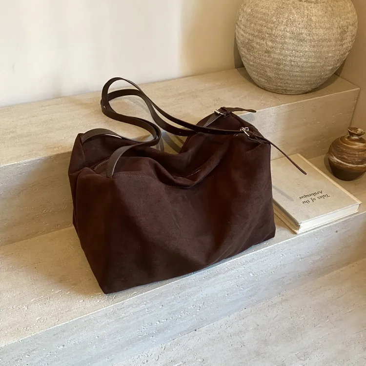 【2号链接】大容量托特包包女新款时尚麂皮绒单肩斜挎包通勤大包