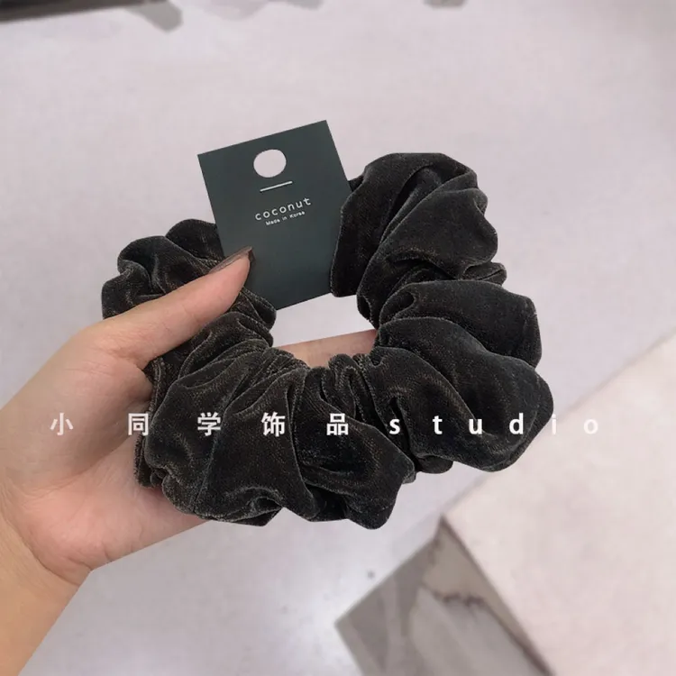 韩国发饰2025秋冬新款精致爆款柔软灰色丝绒发圈大肠圈发绳头绳