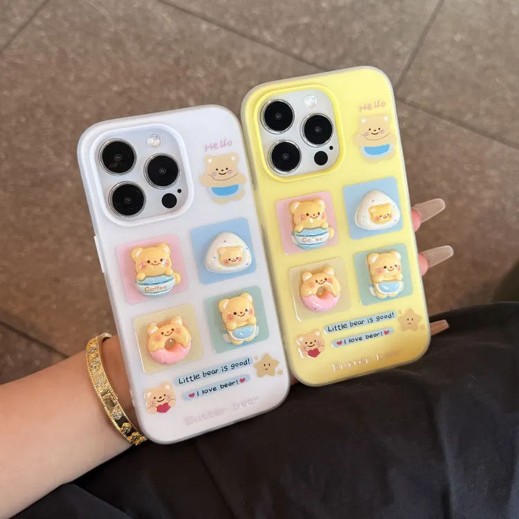 GGBond宫格立体黄油小熊适用苹果16肤感手机壳华为vivo小米15oppo
