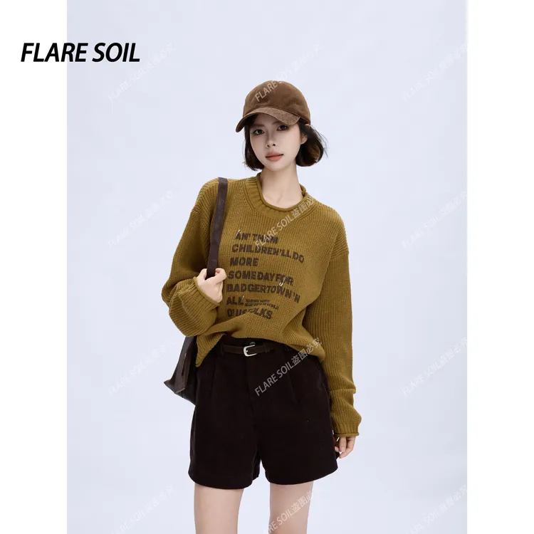 【FLARE SOIL】回形针字母毛衣韩系新款圆领套头针织衫 T40059A