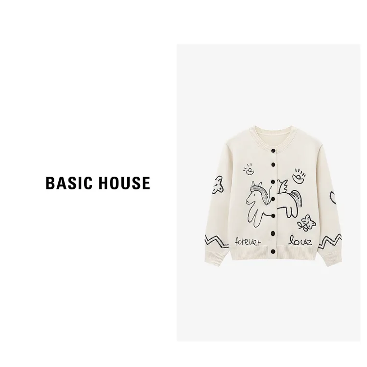 Basic House/百家好线条涂鸦时尚保暖毛衣-B0625B5RQA2