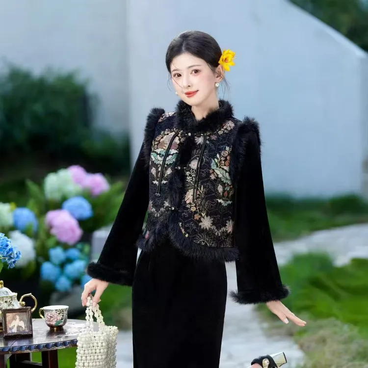 苏故里【月下听风】文艺气质修身高端日常旗袍奢华气质衣长120