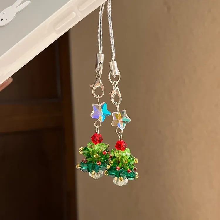水晶圣诞树圣诞节小礼物编珠圣诞树串珠手机挂件创意ins风手机链