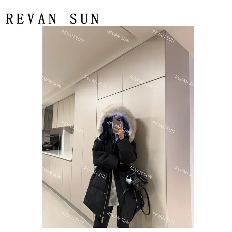 【REVAN SUN】 --大骨架穿搭 大毛领帽子收腰羽绒服 760556