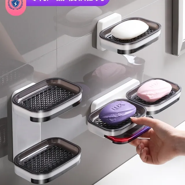 苏泊尓日本轻奢精工肥皂盒吸盘壁挂式免打孔家用卫生间双层香皂置