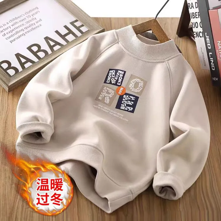 【现货】【加绒】高端男童秋冬加绒保暖卫衣2025新款中大童儿童酷帅