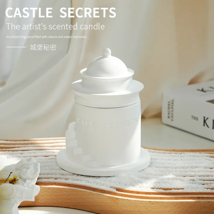高石膏城堡薰蜡烛礼盒耐烧众氛送茶熏文创高级感香薰香薰蜡烛