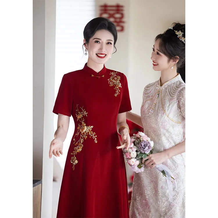 喜婆婆婚宴装2025新款妈妈礼服新中式旗袍敬酒服夏季婚礼喜服中长