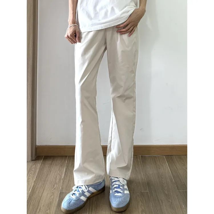 cleanfit杏色弯刀西裤男夏季薄款凉感冰丝裤子显瘦垂感微喇直筒裤