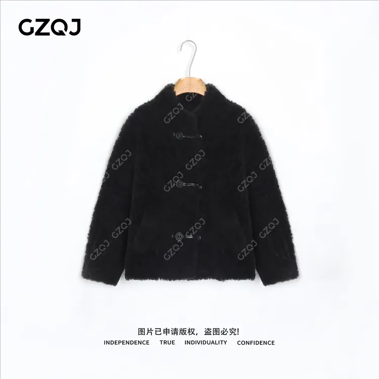 老琴私服【暗夜绒光】100羊毛高级感百搭保暖立领毛毛外套女冬0808