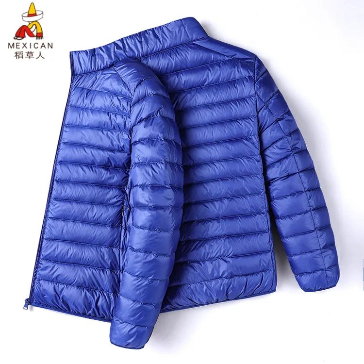 稻草人保暖必备男羽绒服轻薄秋冬新款立领纯色短款白鸭绒爸爸羽绒