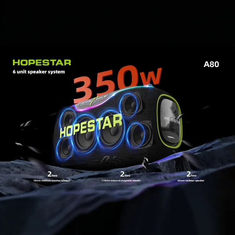 HOPESTAR A80蓝牙音箱无线音响户外家用K歌低音炮大功率重低音炮