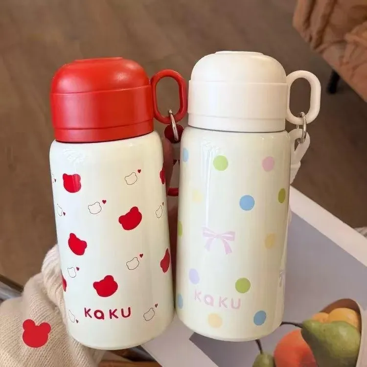 316不锈钢保温杯一杯三饮弹跳吸管杯便携提手