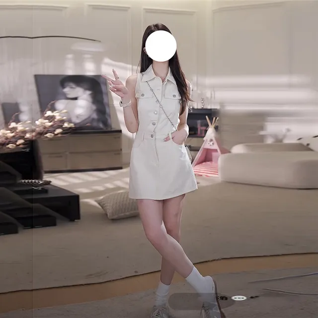 牛仔口袋工装短裙连衣裙女老钱风气质显瘦夏季高腰设计感休闲裙子