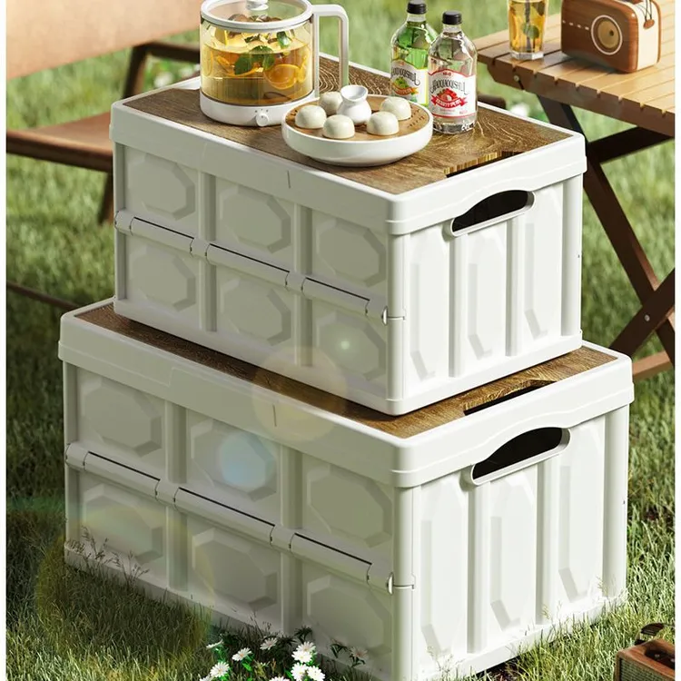 拍摄道具车载纯色露营箱可折叠大容量木盖收纳箱家庭收纳整理箱