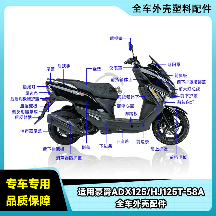 适用豪爵ADX125前围挡泥板边条HJ125T-58A前下护罩侧盖全车外壳
