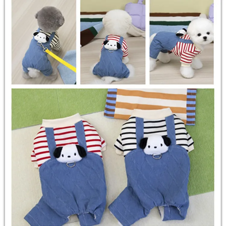 宠物服装小型犬狗衣服猫咪秋冬保暖舒适新款25牛仔四腿棉衣