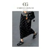 波点半裙/EMBRACE GROWTH/简约小众直筒加厚秋冬松紧腰 24DQ029