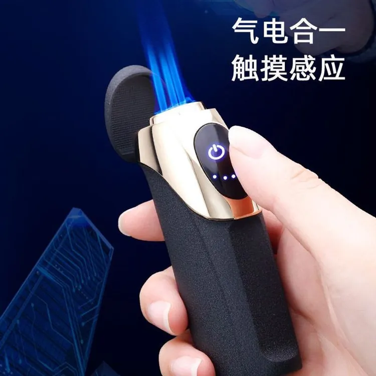 触摸感应打火机电气混合打火机个性海豚笑脸造型三直冲蓝焰打火机