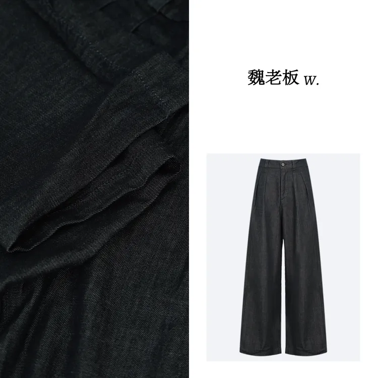 W.Diva【见青】春季深蓝色土耳其进口面料透气复古牛仔裤2K0840416