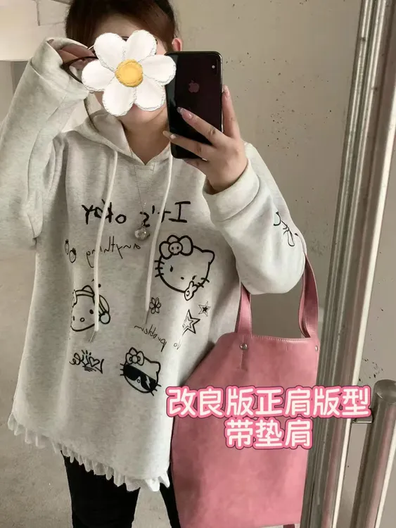 【雯雯子定制】2025秋季新款大码女装百搭宽松减龄可爱卡通连帽卫衣