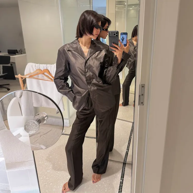 ROMI STUDIO“Royal Silk系列”定染桑蚕丝绸缎休闲裤 RWDSXG2286