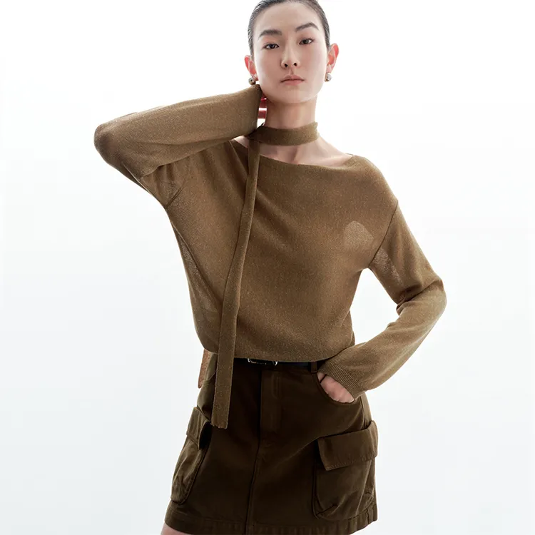 【针织衫】【商场同款新品】艾诺丝雅诗 流光风气质飘带上衣AR803039