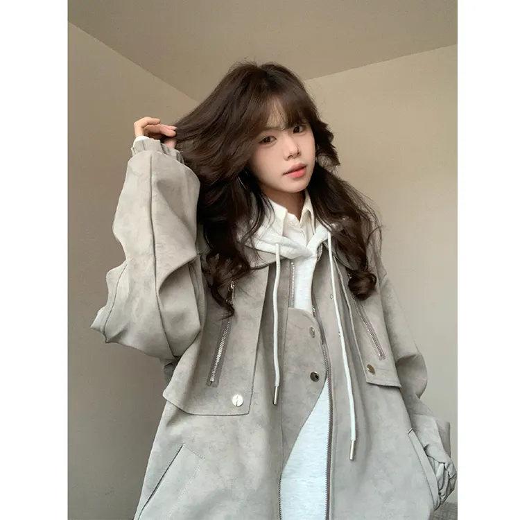 美式高街机车PU仿皮衣外套男秋高级感棒球服cleanfit工装飞行夹克