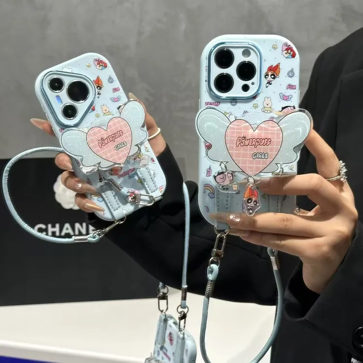 SMBLCE爱心女警支架挂绳适用苹果17胖子手机壳16华为vivo小米oppo