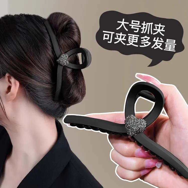 抓夹女超大号发量多15cm发夹后脑勺上班族黑色盘发高级感发抓假发