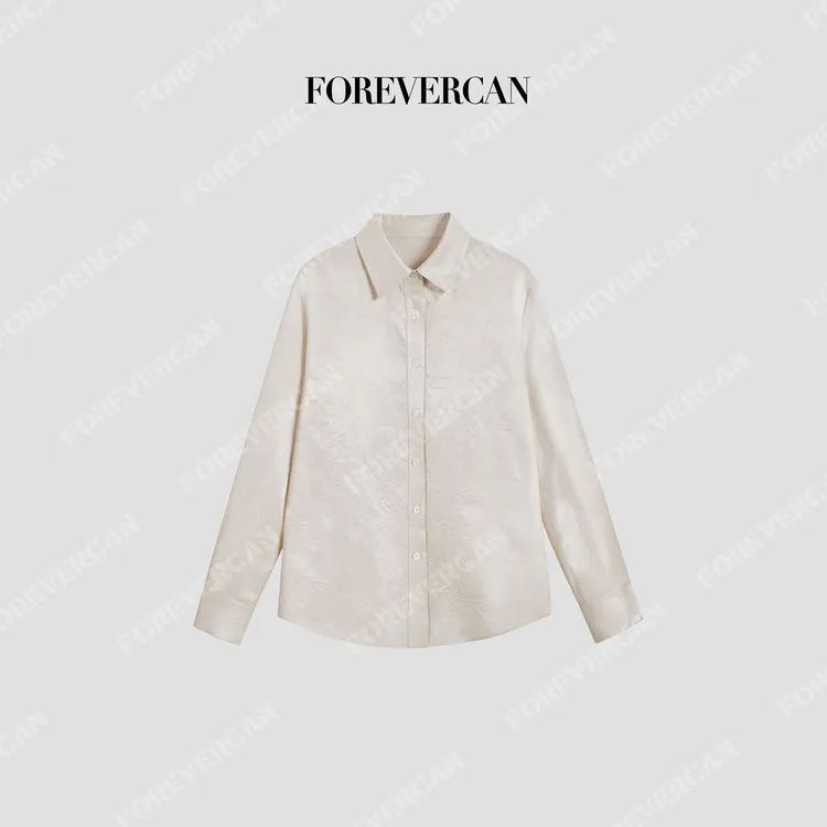 FOREVERCAN“琉璃月”100醋酸气质翻领衬衫上衣ST24350