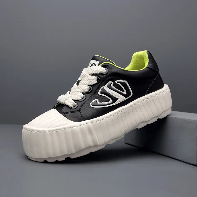 设计师男鞋真皮溶解鞋日系阔版厚底增高板鞋潮流透气小白鞋休闲鞋