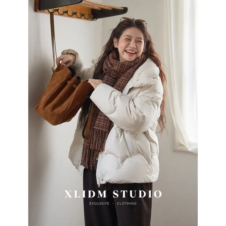 【清仓】小俪大码新国标90白鸭绒轻盈云朵绗缝羽绒服短款DD3C181035