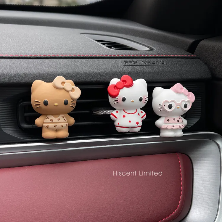 可爱黑皮KT猫车载香薰卡通香水扩香石摆件汽车出风口装饰车内饰品