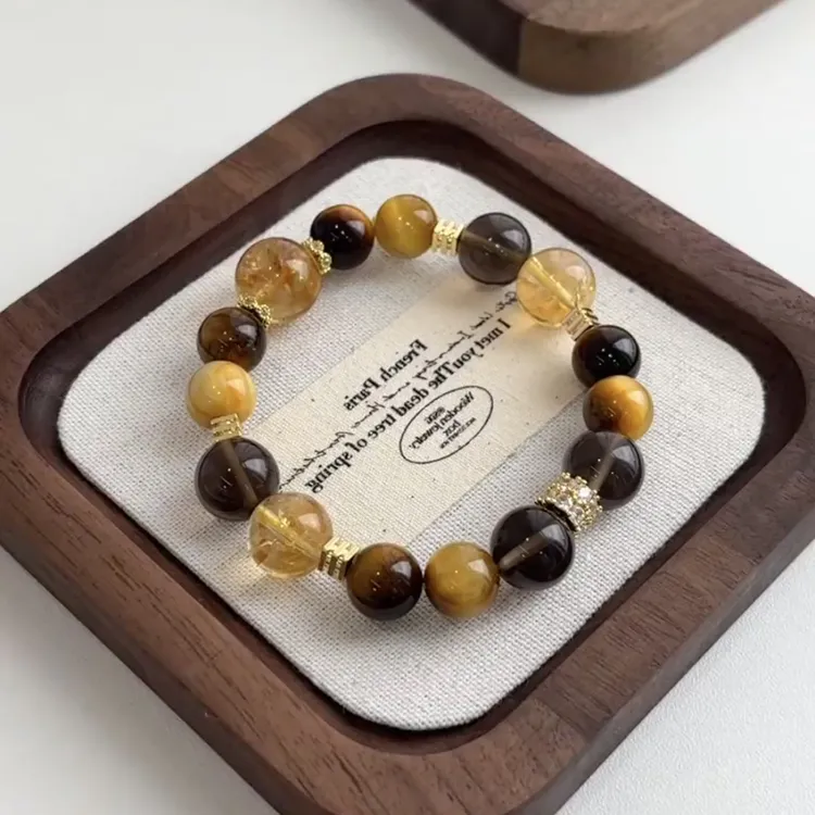 金霸大综合黄虎眼黄塔晶水晶手串送闺蜜礼物大小金霸