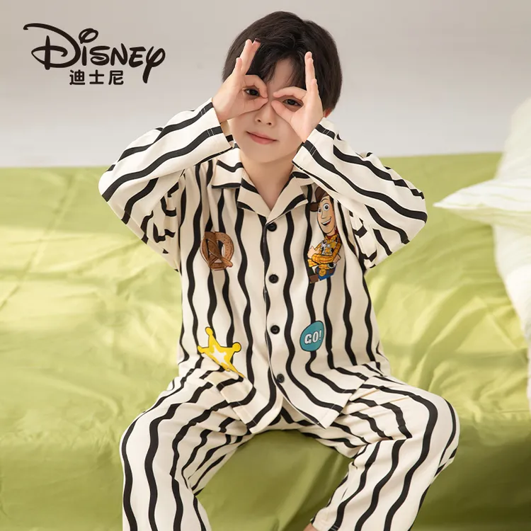 Disney/迪士尼男童睡衣春秋季正品纯棉长袖儿童卡通家居套装4261