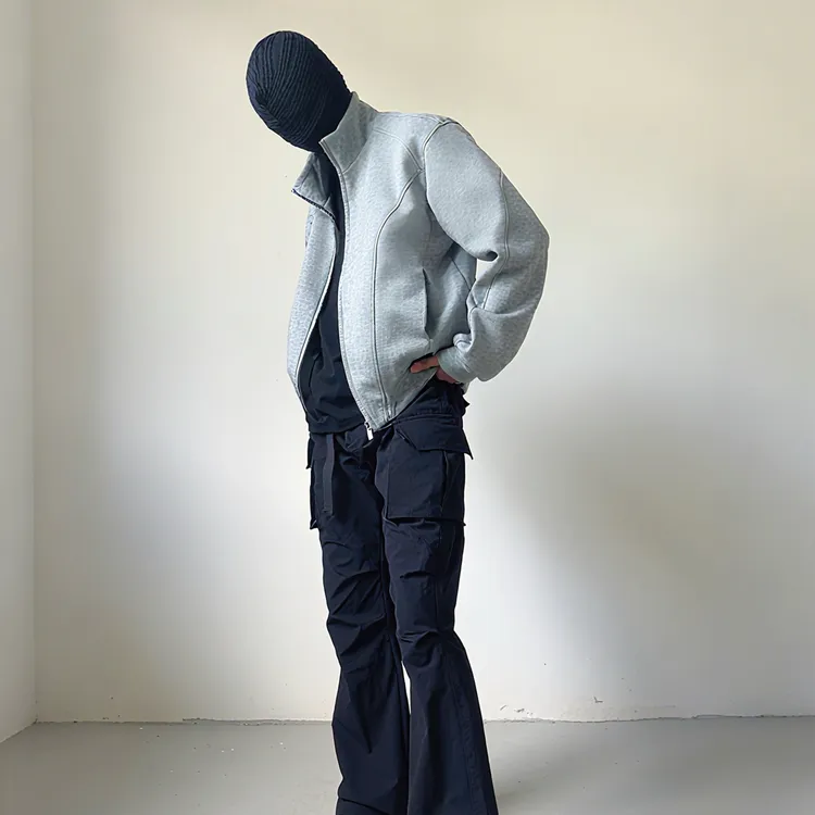 【AT】Boxy空气层解构立领外套拉链卫衣cleanfit 显壮卫衣外套