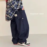 爆款男童裤子秋装自制中大童时尚原色牛仔裤儿童宽松长裤潮TY8272
