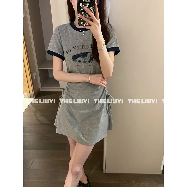 【LIUYI】显瘦收腰短袖T恤裙连衣裙56294