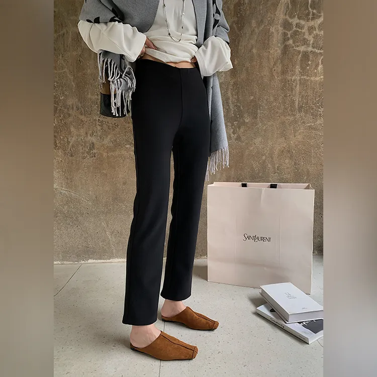 十三粥私服 九分从容 简约直筒百搭高腰裤子女柔软舒适弹力九分裤