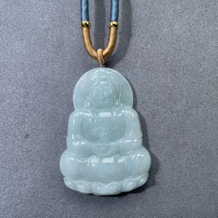 天然A货翡翠观音冰底种水好高度54