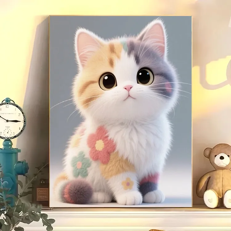 五彩猫咪新款十字绣2025新款可爱美丽客厅儿童房